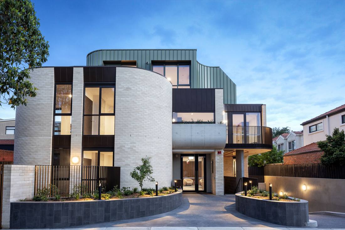 NDIS Apartments — Augusta Street, Glen Huntly — Building exterior at dusk