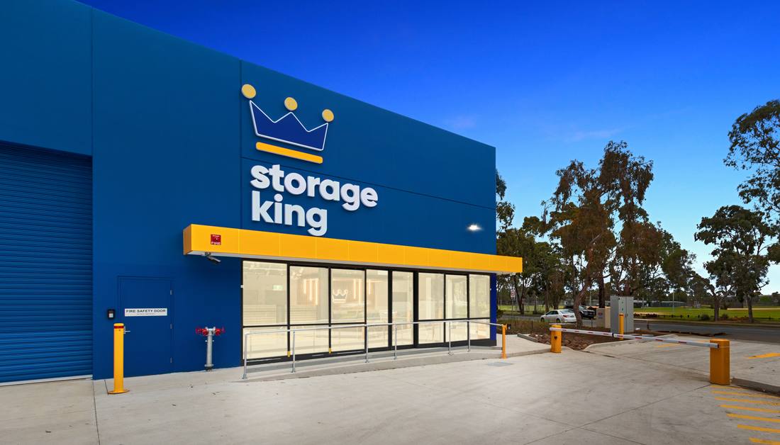Storage King Knoxfield — Storefront entrance at dusk